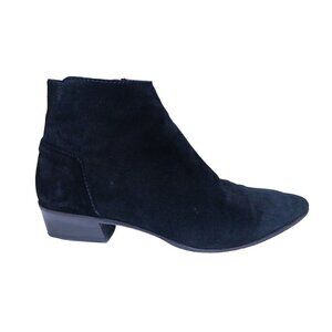 Aquatalia Franca Boots Ankle Size 7 Black Suede Bootie Zipper Stretch Pointed